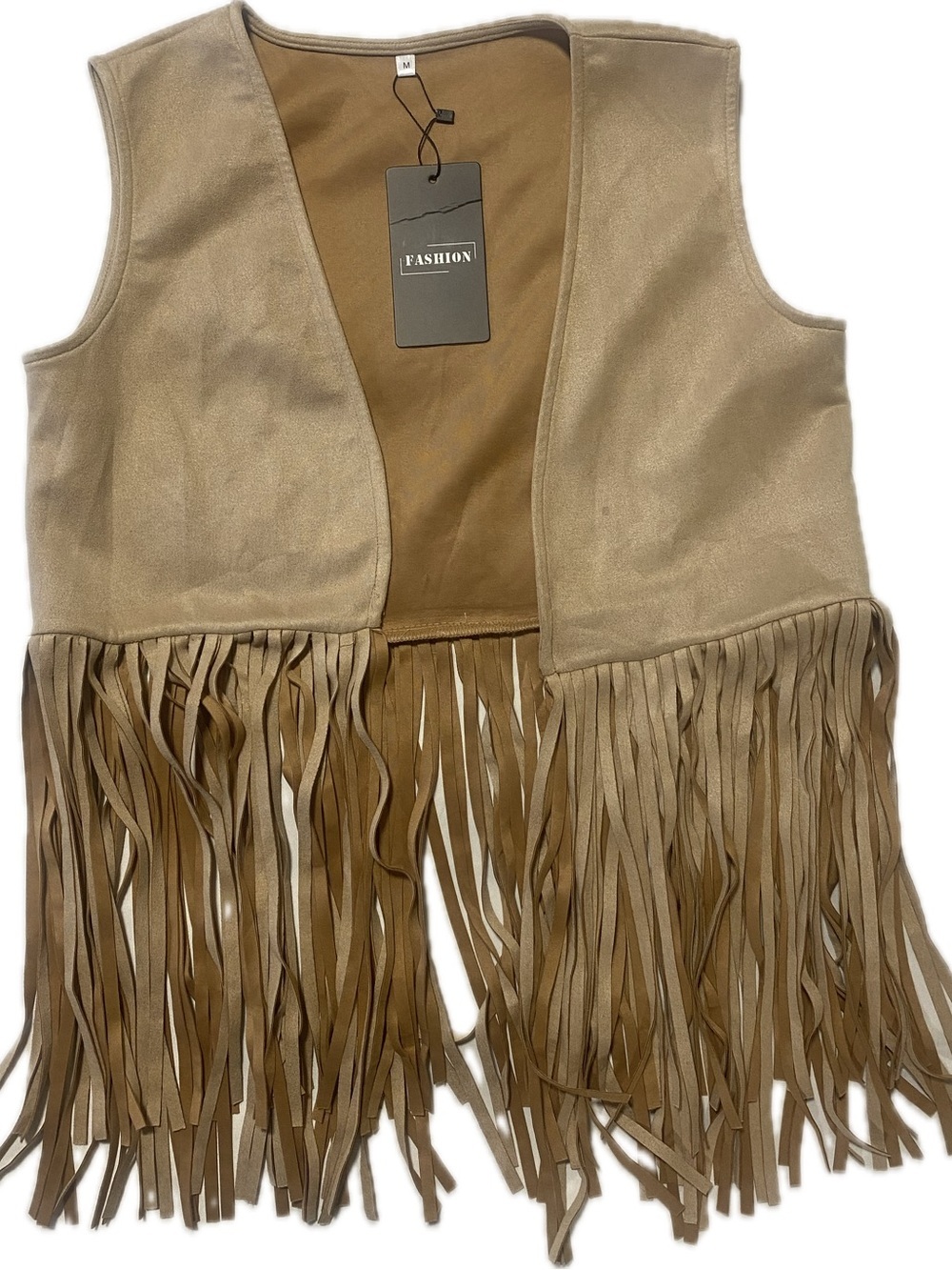 Boho Beige Suede Fringe Vest - Women - Picture 1 of 7